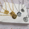 Treasure Wholesale - Initial Engraved Pendant Necklace: Gold / Q