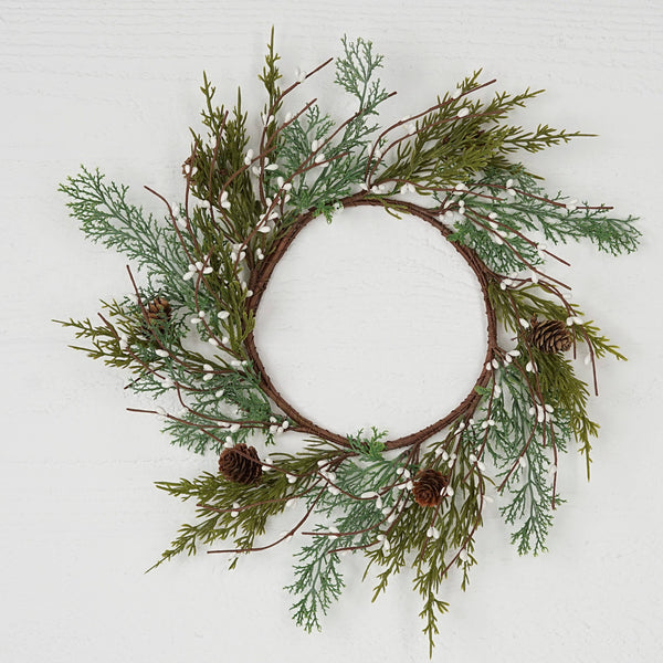 Impressive Enterprises, Inc. - 31392-12in(6.5) Evergreen Pine Wreath w. White Pips