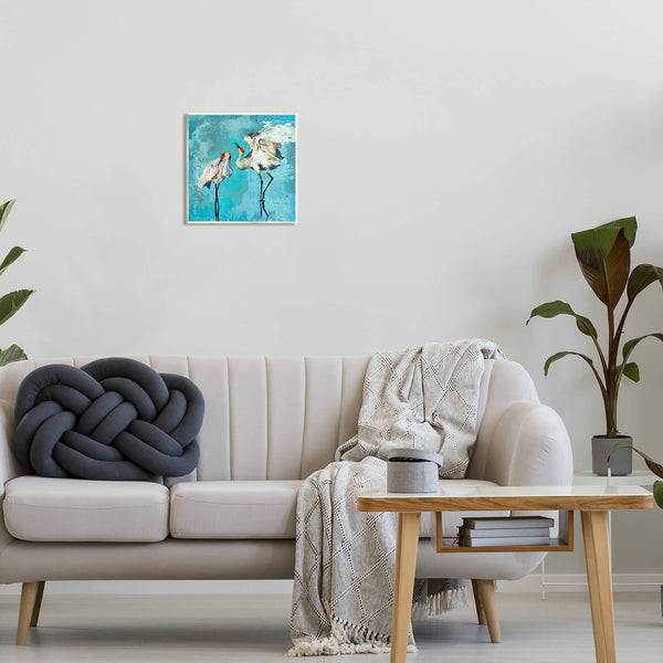 Stupell Industries - Cranes on Blue Abstract Plaque Art