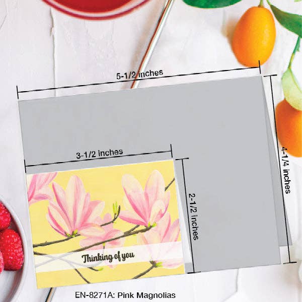 Printed Canvas - Pink Magnolias, Greeting Card (8271A): A2 Card