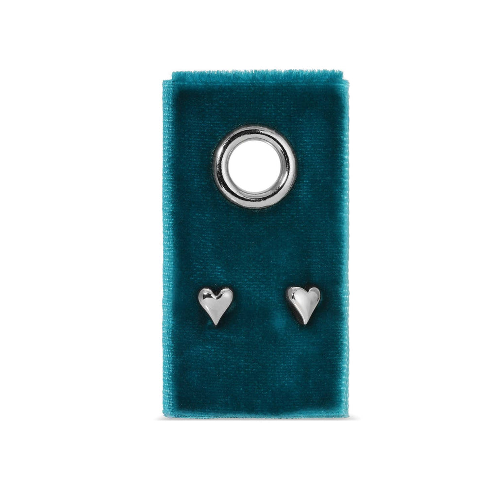 Splendid Iris - Simple Heart Studs on Velvet Gift Tag: Silver