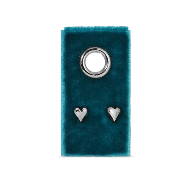 Splendid Iris - Simple Heart Studs on Velvet Gift Tag: Silver