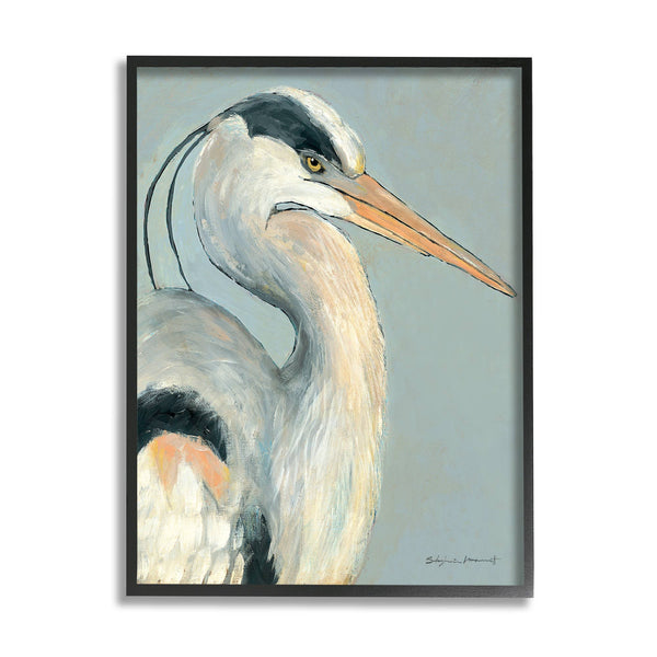 Stupell Industries - Egret Bird Wildlife Animal Portrait Framed: Black