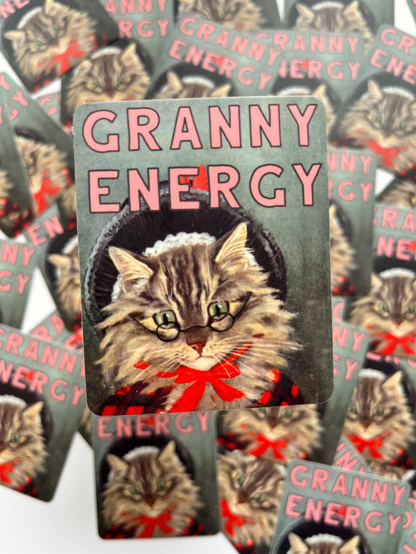 The Coin Laundry - Granny Energy Funny Cat Sticker
