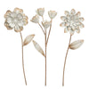 Foreside Home & Garden - Abeline Set of 3 Antique White Metal Floral Stems