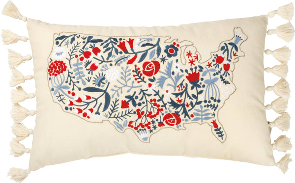 Primitives by Kathy - Floral USA Map Pillow