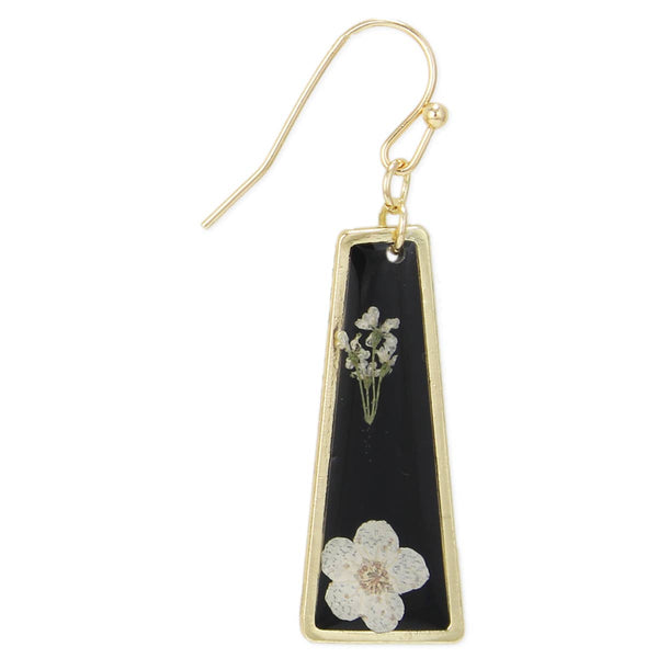 ZAD - Dried Flower Gold Black Bar Earrings