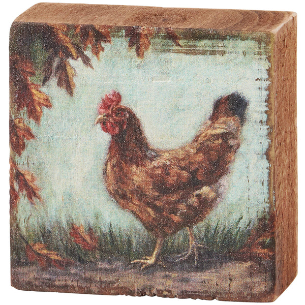 Primitives by Kathy - Fall Chicken Block Sign