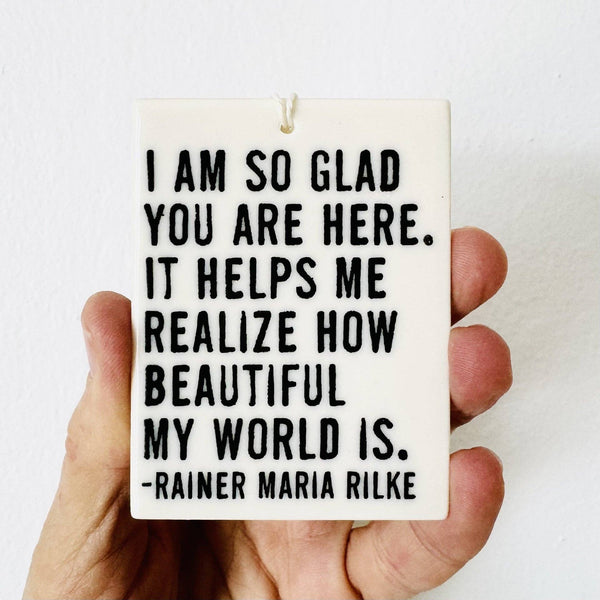 mb art studios - Ceramic screen printed quote wall tag