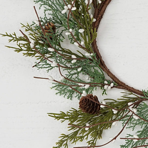 Impressive Enterprises, Inc. - 31392-12in(6.5) Evergreen Pine Wreath w. White Pips