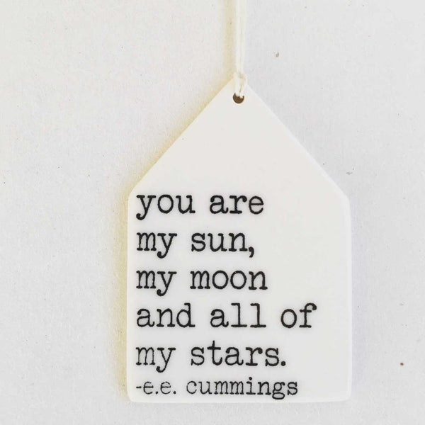mb art studios - Ceramic screen printed quote wall tag