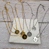 Treasure Wholesale - Initial Engraved Pendant Necklace: Gold / Q