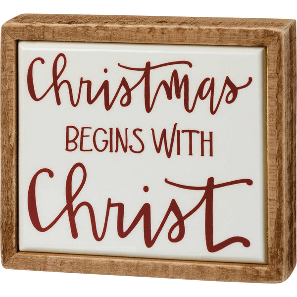 Primitives by Kathy - Christmas Begins With Christ Box Sign Mini
