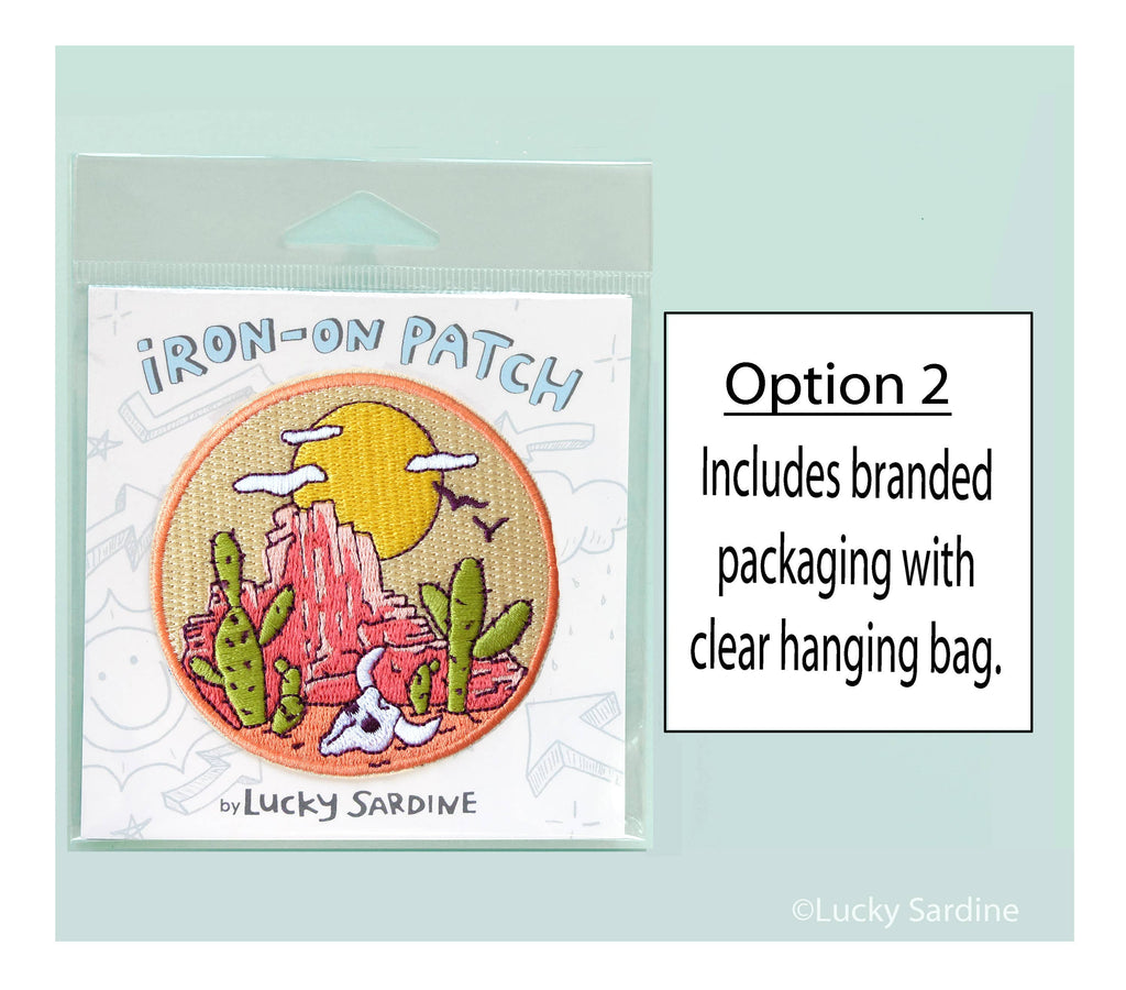 Lucky Sardine -  Desert Wild West Skull & Cactus Embroidered Iron-On Patch: Yes (Include Retail Packaging)