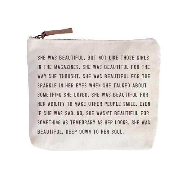Sugarboo & Co - She Was Beautiful Canvas Zip Bag