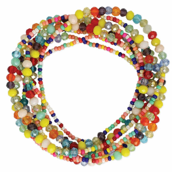 ZAD - Multicolor Bead Stretch Wrap Bracelet or Necklace