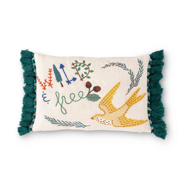 Park Hill Collection - "Free" Bird Appliqued Cotton Pillow