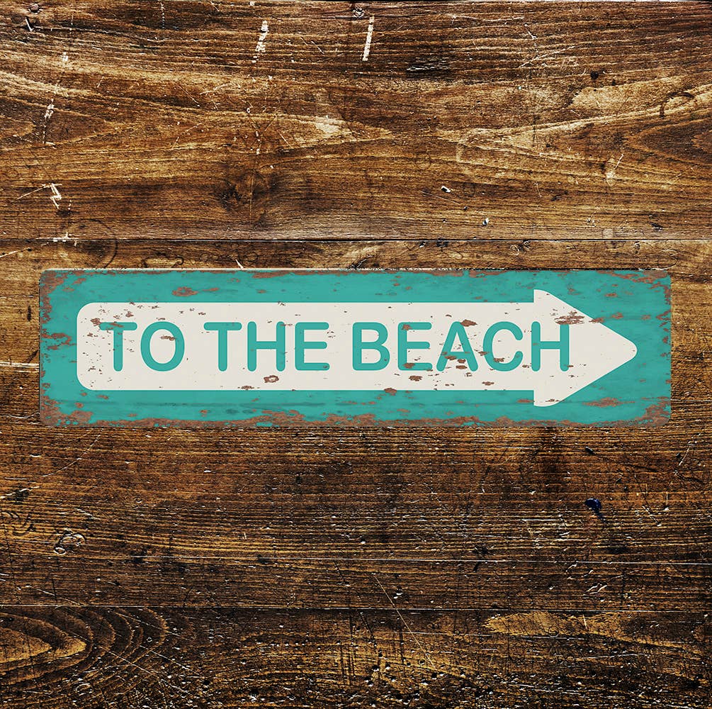 The British Metal Signs Company - To The Beach Sign  Metal Long Sign Plaque: 8x2inch