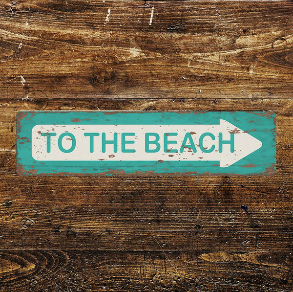 The British Metal Signs Company - To The Beach Sign  Metal Long Sign Plaque: 8x2inch