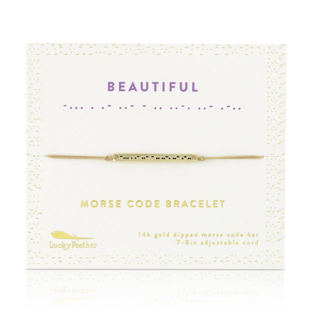 Lucky Feather - Morse Code Bar Bracelet - BEAUTIFUL