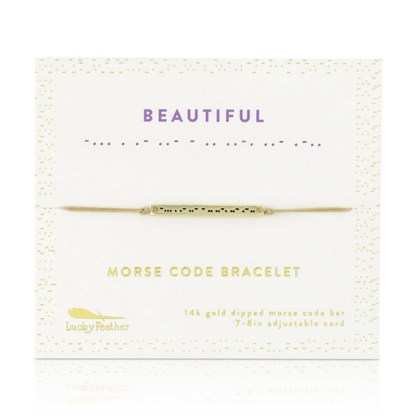 Lucky Feather - Morse Code Bar Bracelet - BEAUTIFUL