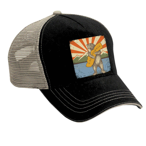SF Mercantile - CA Mountain Bear Trucker Hat: Olive/Khaki