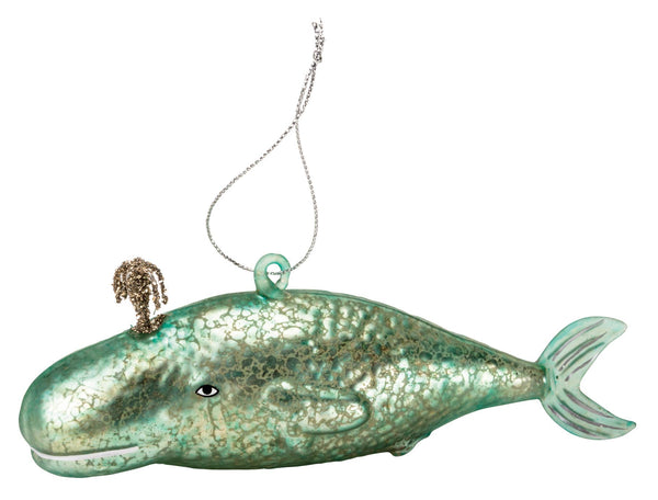 Primitives by Kathy - Glass Teal Whale Ornament