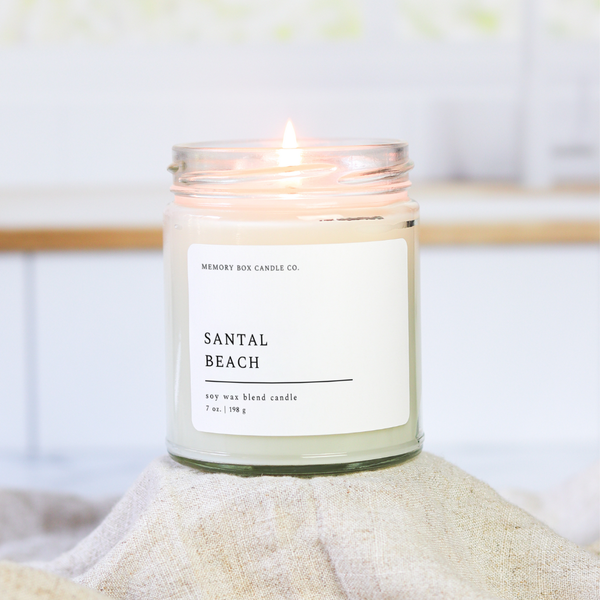Memory Box Candle Co. - Santal Beach - 7 oz. Clear Glass Soy Candle