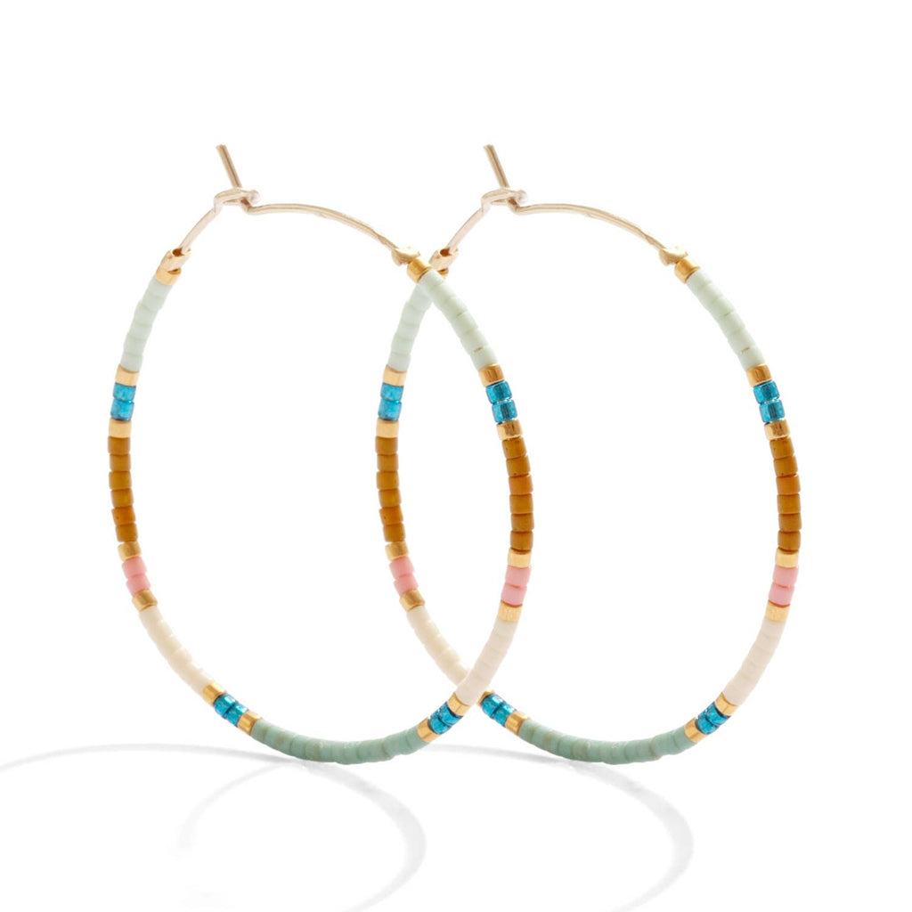 Splendid Iris - Miyuki Delica Hoop Earrings: Blue