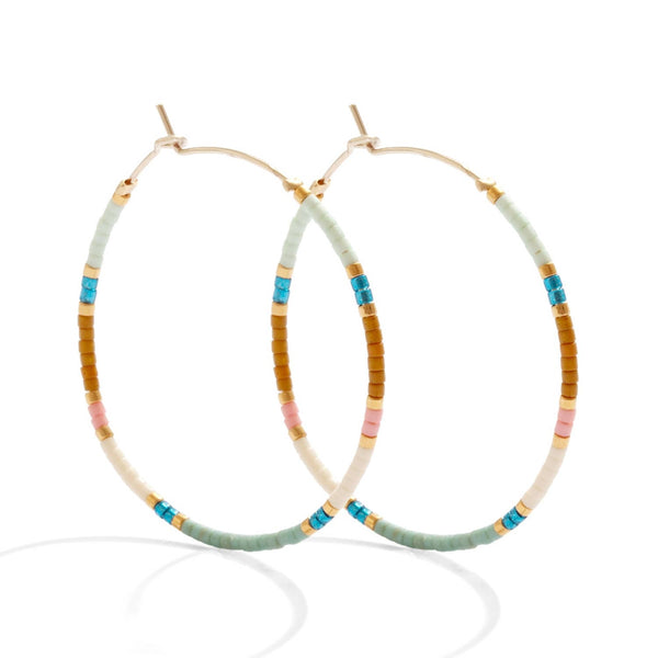 Splendid Iris - Miyuki Delica Hoop Earrings: Blue