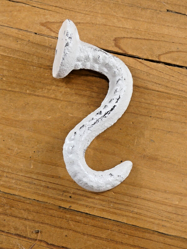 Midwest Craft House - Distressed White Octopus Tentacle Hook 4" Long