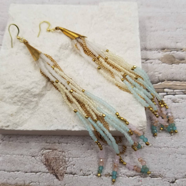 Treasure Wholesale - Seed Bead Tassel Earrings