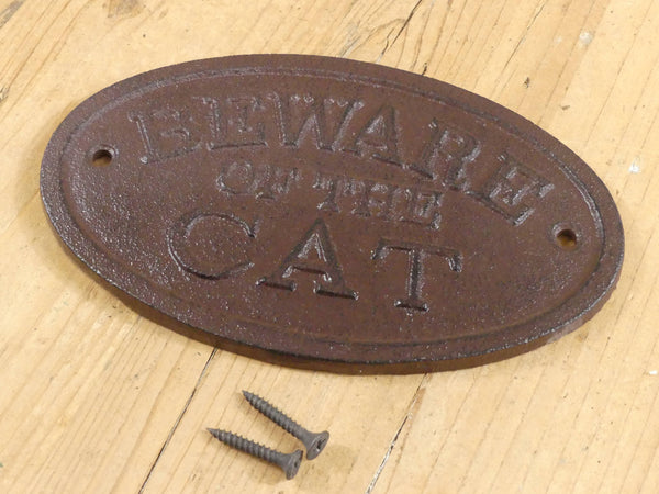 Midwest Craft House - CAST IRON BEWARE OF THE CAT SIGN