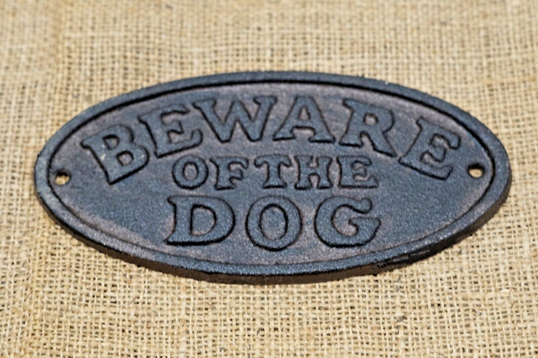 Midwest Craft House - CAST IRON "BEWARE OF THE DOG" SIGN