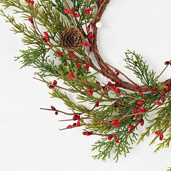 Impressive Enterprises, Inc. - ISB71703- 12in Evergreen Pine with Red Pips Wreath-