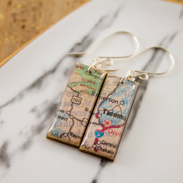 No Man's Land - My Hometown Custom Vintage Map Earrings