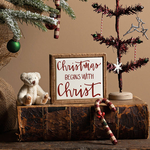Primitives by Kathy - Christmas Begins With Christ Box Sign Mini