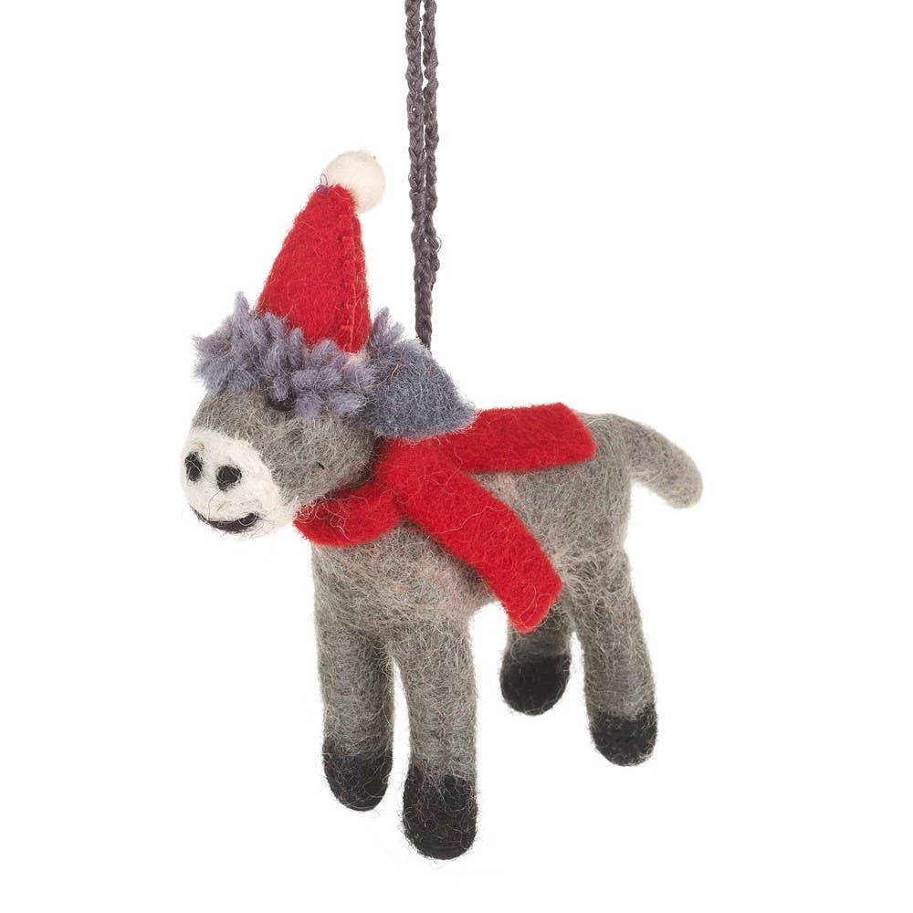 Felt So Good - Handmade Felt Biodegradable Christmas Donkey Tree Hanging