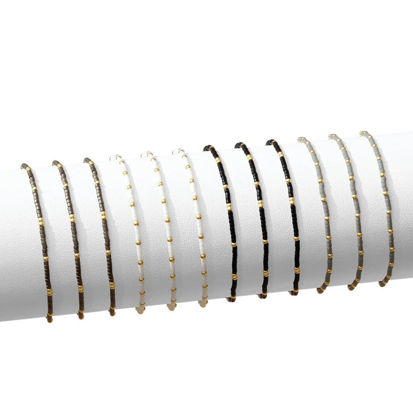 Splendid Iris - Set/12 miyuki delica stretch bracelets: Soft Colors