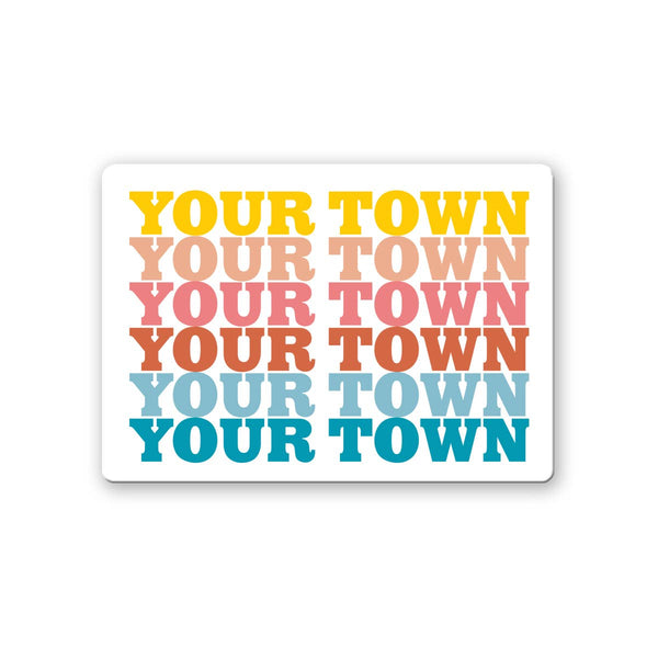 Rock Scissor Paper - Personalized City Ceramic Magnet - Supergraphics Repeat: Sunset (09)