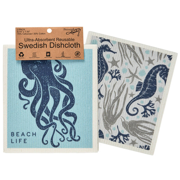Primitives by Kathy - Sea Creatures Swedish Dishcloth Set