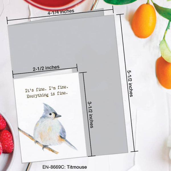 Printed Canvas - Titmouse, Greeting Card (8669C): A2 Card