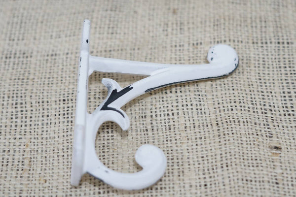 Midwest Craft House - Traditional Distressed White Hook,  4 1/2" Long
