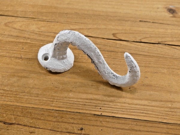 Midwest Craft House - Distressed White Octopus Tentacle Hook 4" Long