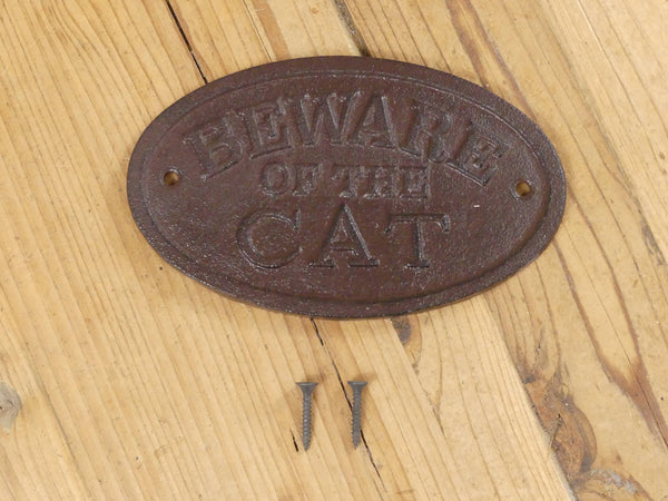 Midwest Craft House - CAST IRON BEWARE OF THE CAT SIGN