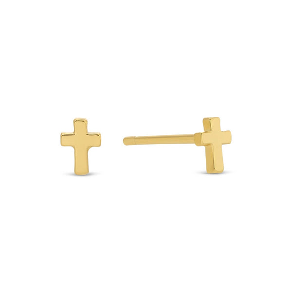 Splendid Iris - Small Cross Studs On Velvet Gift Tag: Gold