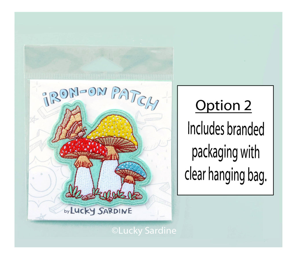 Lucky Sardine - Mushroom Moth, Shrooms & Butterfly Embroidered Iron-On Patch: Yes (Include Retail Packaging)