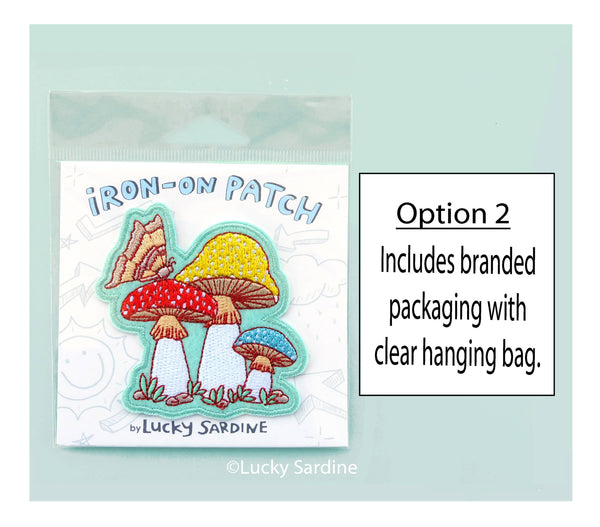 Lucky Sardine - Mushroom Moth, Shrooms & Butterfly Embroidered Iron-On Patch: Yes (Include Retail Packaging)