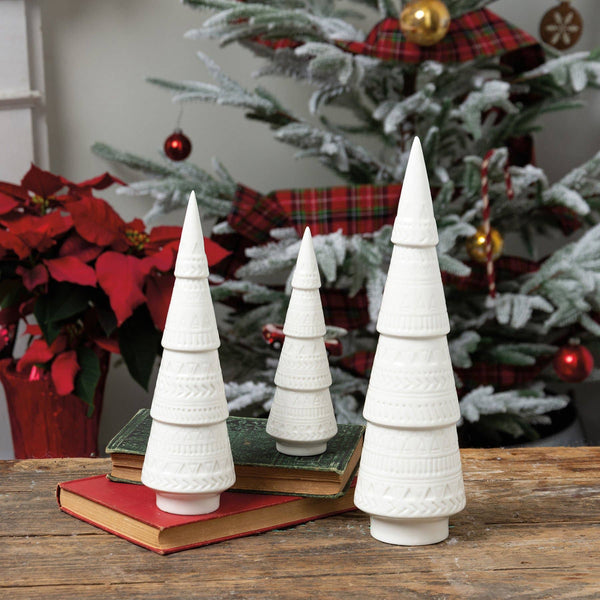 Primitives by Kathy - White Ceramic Christmas Tree Set