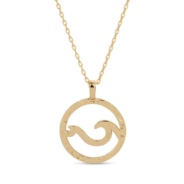Splendid Iris - Double Wave Pendant Necklace: Gold